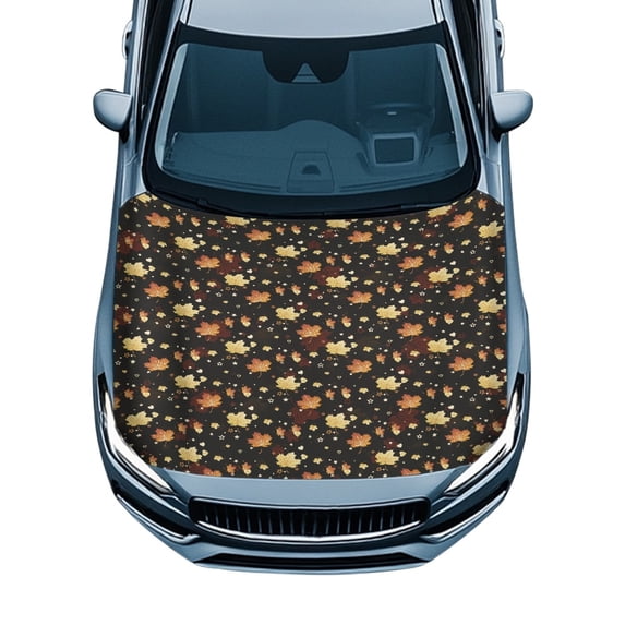 Pzuqiu Car Hood Cover with Autumn Maple Leaves - Waterproof All-Season Protection for Car Enthusiasts
