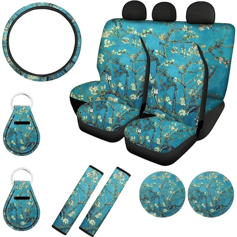 Pzuqiu Car Seat Covers and Accessories Girly Floral Front Rear