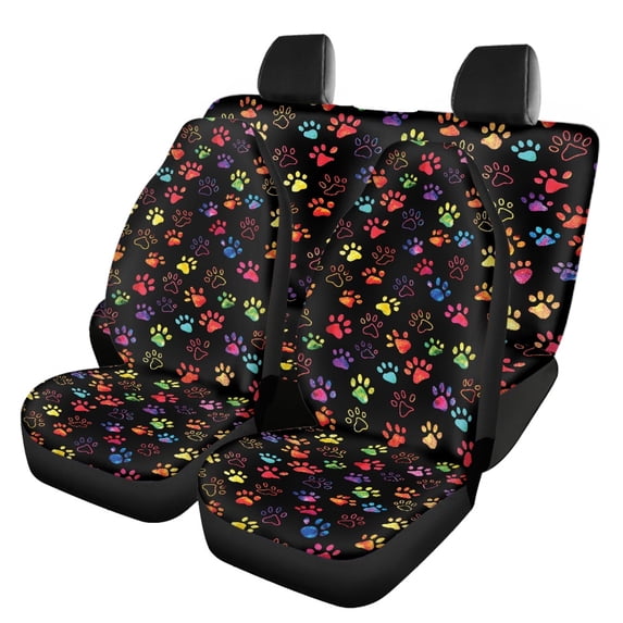 Pzuqiu Car Seat Covers Breathable Polyester, Compatible with Vehicle Seats Sedan Seats, for Sedans Cars, Paw prints