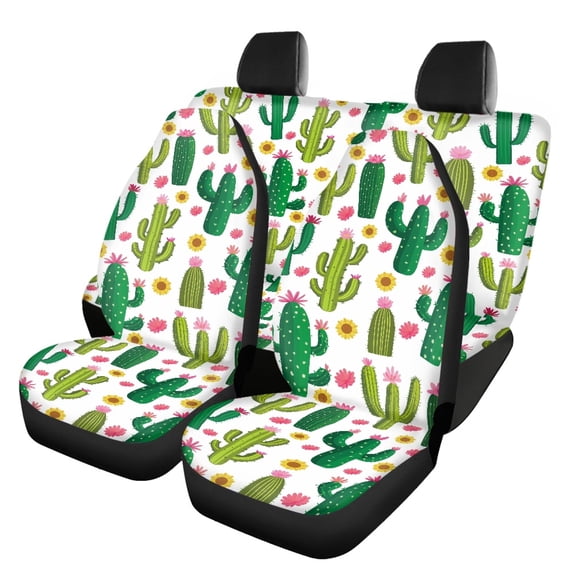 Pzuqiu Car Seat Covers Easy to Install, Compatible with Auto Seats SUV Seats, Car Seat Covers Full Set Fit for Trucks Sedans Anti-Slip, Cactus