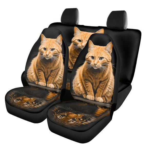 Pzuqiu Car Seat Covers Easy to Install, Compatible with Sedan Seats SUV Seats, Car Seat Covers Full Set Fit for Cars Truck Breathable, Cat Tiger