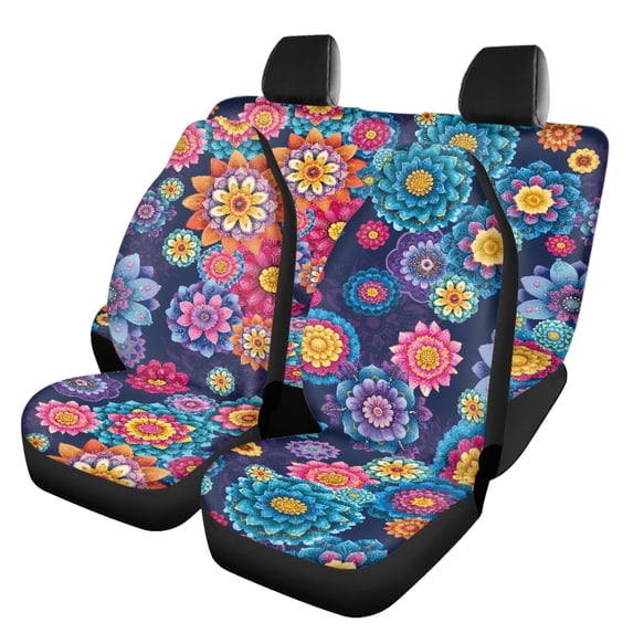 Pzuqiu Car Seat Covers Easy to Install Polyester, Compatible with Auto Seats Auto Interior, for Cars Truck, Floral Mandala Pattern