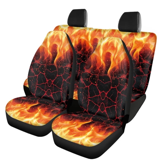 Pzuqiu Car Seat Covers Easy to Install Polyester, Compatible with Car Seats Automotive Seats, for Truck Sedans, Flame Pattern Cracked Lava