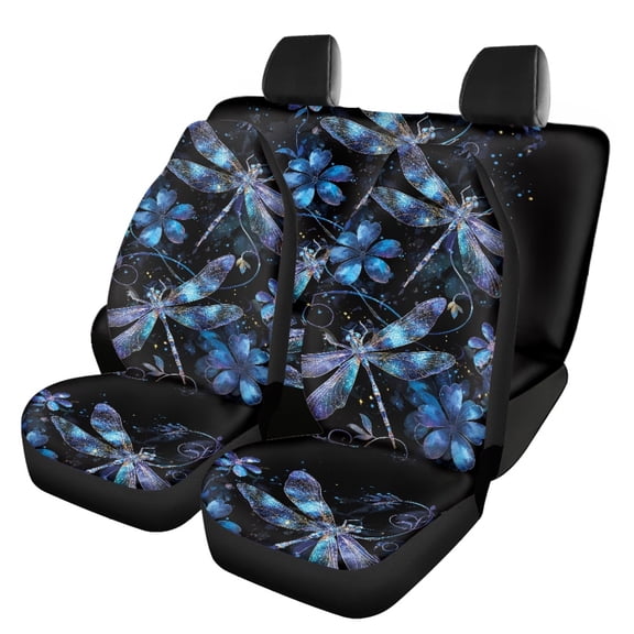 Pzuqiu Car Seat Covers Full Set Breathable, Compatible with Car Seats SUV Seats, Front and Rear Seat Cover Set Fit for Sedans Truck Auto Accessories, Dragonfly