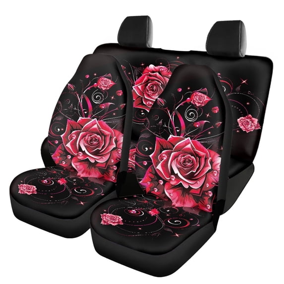 Pzuqiu Car Seat Covers Full Set Easy to Install Polyester, Compatible with Auto Seats SUV Seats, for Truck Cars, Rose