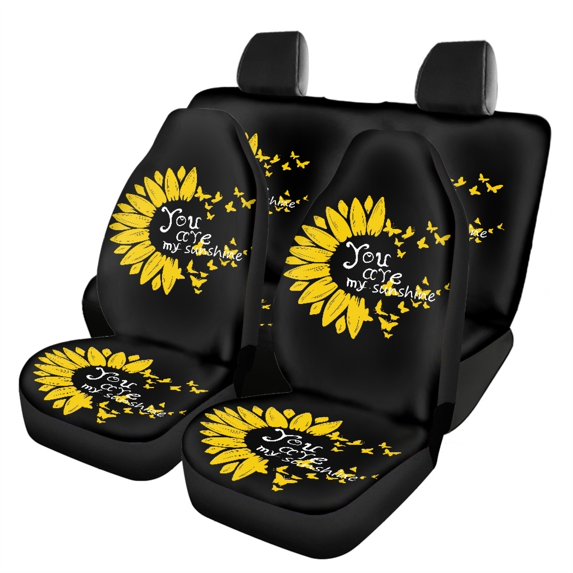 Pzuqiu Car Seat Covers Full Set Full Backrest Polyester, Compatible with Auto Seats Automotive Seats, for Trucks Cars, Sunflower Sunshine