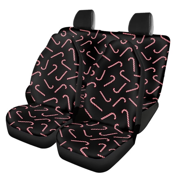 Pzuqiu Car Seat Covers Interior, Compatible with Vans Seats Sedan Seats, Car Seat Covers Full Set Fit for Cars Truck Full Surround, Christmas Candy Cane