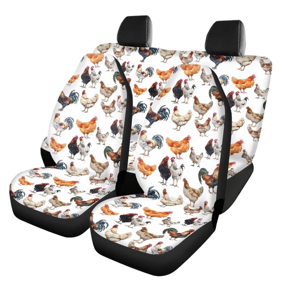 Pzuqiu Car Seat Protector Cushion, Compatible with Front Seat Automotive Seats, Car Seat Covers Full Set for Sedans Cars Easy to Install, Rooster