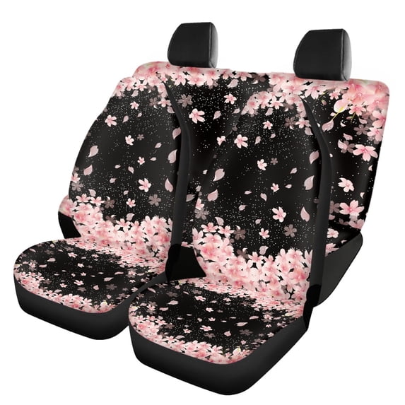 Pzuqiu Cherry Blossom Car Seat Covers Full Set Interior Decor, Suitable for Sedan Seats Car Seats SUV Seats, Front and Rear Seat Cover Set for Truck Cars