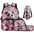 thumbnail image 1 of Pzuqiu Cherry Blossom Panda Girls Backpack with Lunch Box Pencil Case Water Bottle Holder 17 Inch Backpacks for School Girls with Adjustable Shoulder Strap, 4pcs Large Student Bag, 1 of 7