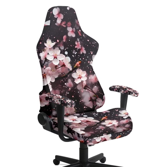 Pzuqiu Cherry Blossoms Computer Chair Seat Slipcovers Scratchproof Computer Chair Covers for Seat Cushion Non-Slip Elastic Office Chairs Protector for Home, Shop, Office