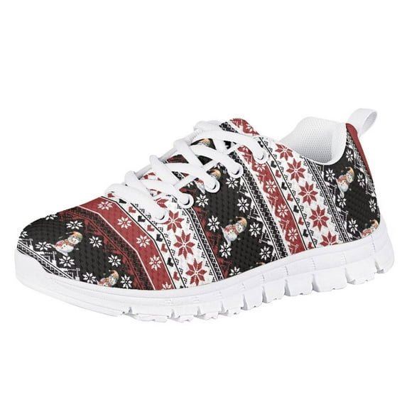 Pzuqiu Christmas Girls Running Shoes Size 12 Sneakers Snowman Snowflake Kids Sport ShoesTennis Athletic Shoes Back to School Casual Cute Shoes Lace Up Comfortable Children Footwear