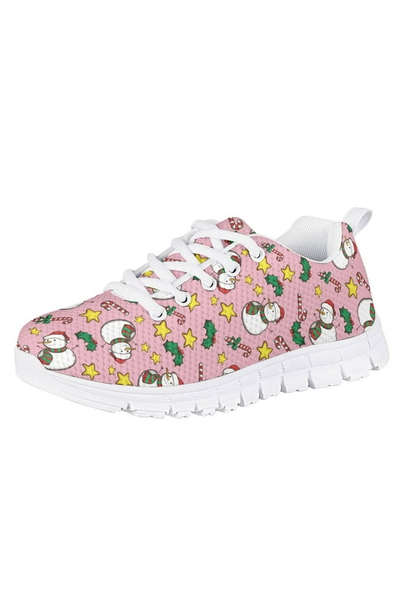 Christmas Girls Sneakers Size 3 Lightweight Running Shoes Kids Tennis Shoes Lace Up Breathable Sports Shoes Outdoor Casual