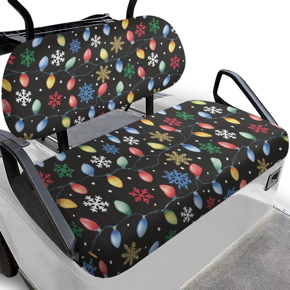 Pzuqiu Christmas Light Snowflake 2-Piece Golf Cart Seat Cover Set - Breathable Washable Protective Cover for Golf Cart Accessories