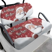 Pzuqiu Christmas Santa 2-Piece Golf Cart Seat Covers | Breathable Washable Protective Set | Holiday Golf Cart Accessories