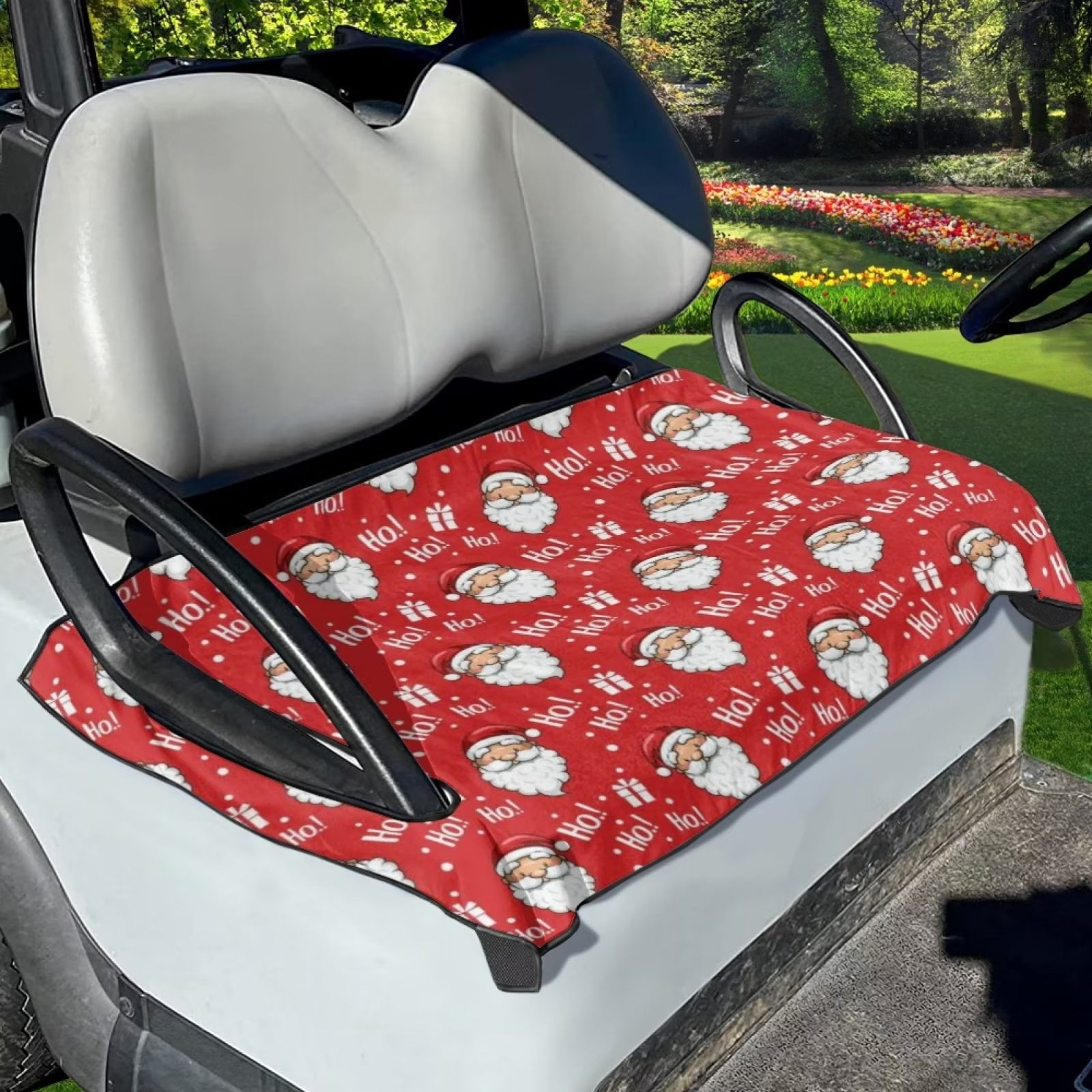 Pzuqiu Christmas Santa Claus Golf Seat Covers Anti Slip Towel/Blacket  Holiday Xmas Universal Fit Golf Cart/Club Car Seat Cushion Covers, Easy  Install, Machine Washable 