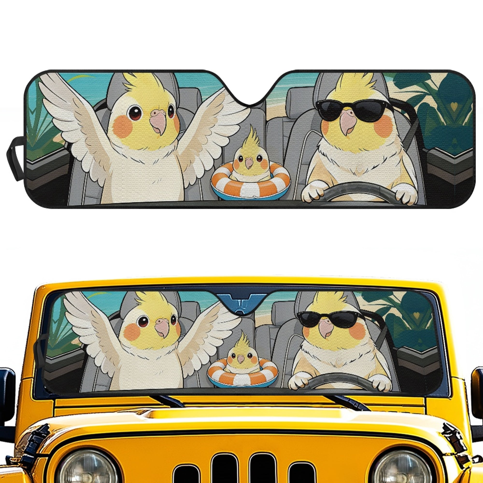 Pzuqiu Cockatiel Drive Blocks Heat Windshield Sun Shade for Vehicle ...