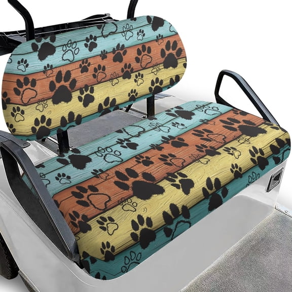 Pzuqiu Colored Wooden Paw Print Golf Cart Seat Covers Keeps Seats Clean and Comfortable, Easy to Install, Suitable for Outdoor, Fit for Ezgo Golf Cart