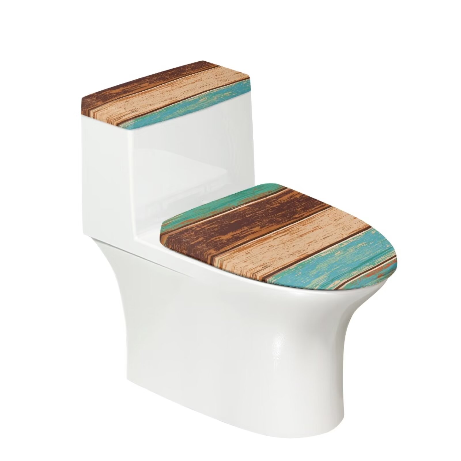 Pzuqiu Colorful Board Print Toilet Lid Cover Elongated Toilet Tank Lid