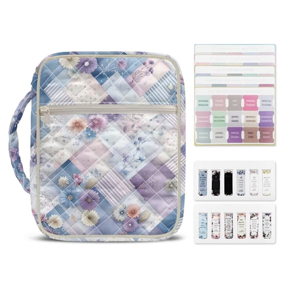 Pzuqiu Colorful Daisy Large Bible Case includes 75 Bible Tabs & 12 Bookmarks Multi-Functional Scripture Book Cover Organizer for Book Lovers ,Bibles Accessories Perfect Gift