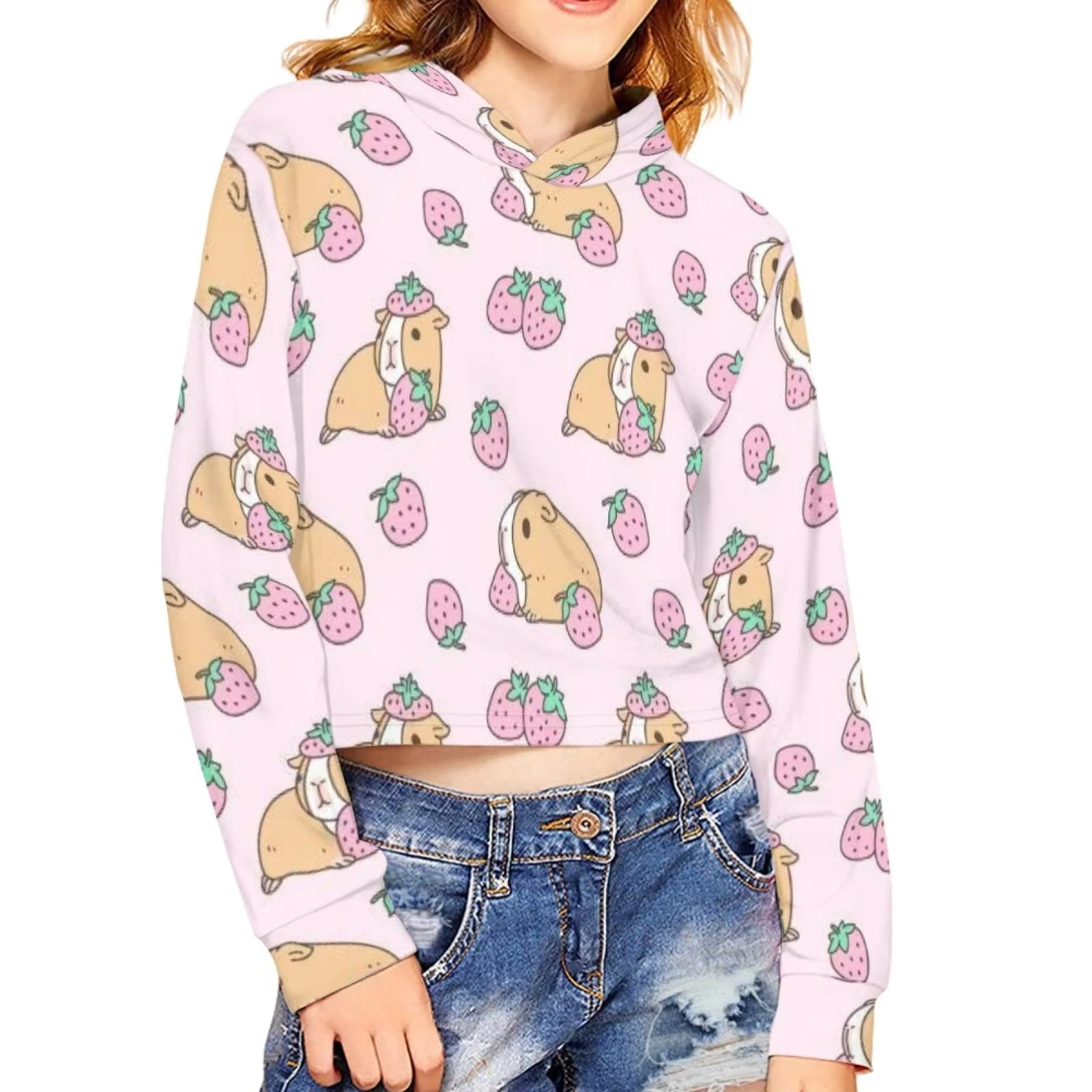 Pzuqiu Purple Cozy Crop Top for Teen Girls Cartoon Koala Trendy