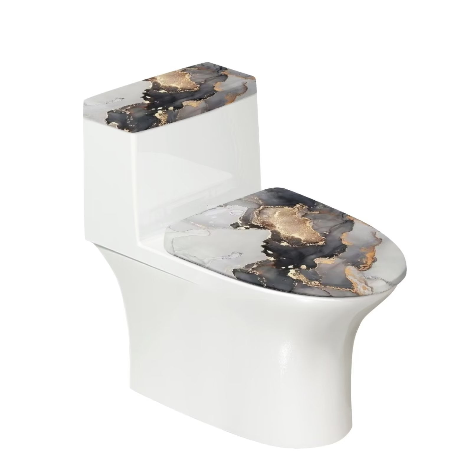 Pzuqiu Comfy Toilet Lid Cover Round Marble Design Toilet Tank Lid