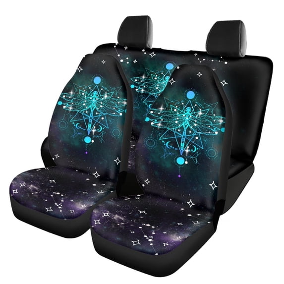 Pzuqiu Cosmic Dragonfly Car Front & Rear Seat Covers Non-Slip, for Car Interiors Sedan Seats SUV Seats Suitable for Station Wagon Most SUV Vehicle