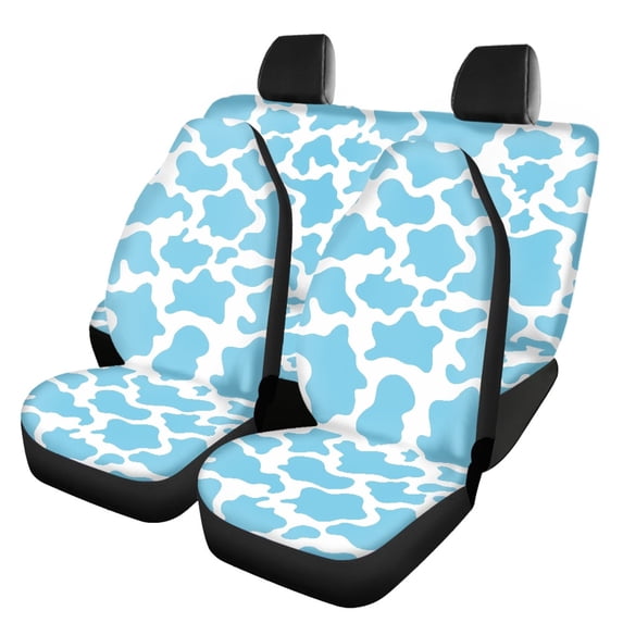 Pzuqiu Cow Print Car Seat Covers Full Set Softy Car Seat Covers Set, Interior Breathable Compatible with Truck SUV Sedans