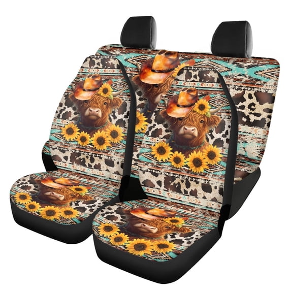 Pzuqiu Cow-patterned Breathable Car Seat Covers, Easy to Install Protect Fit for Trucks