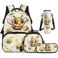 thumbnail image 1 of Pzuqiu Cute Bee School Backpack for Girls Kids Backpacks for Girls Backpack Lunch Box with Pencil Bag Water Bottle Holder, 17 Inch Travel Daypack Camping School Bag 4pcs, 1 of 7