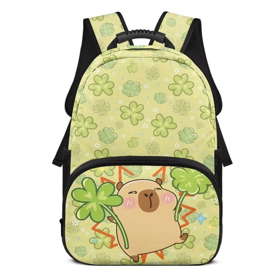 Pzuqiu Cute Capybara Personalized 17 Inch School Backpack for Kids Customized Schoolbags with Name Lightweight Durable Bookbag Custom Backpack for Students Age 6-18