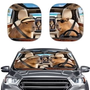 Pzuqiu Cute Capybara Print 2 Pack Front Windshield Sun Shade Foldable Blocks UV Rays Heat Keeps Car Cool Easy Install Sun Visor Protector Universal Fit for Sedan SUV Truck