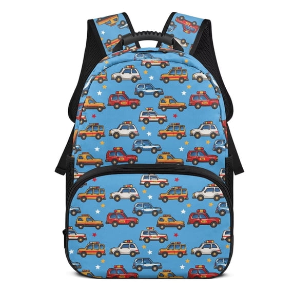 Pzuqiu Cute Cars Personalized 17 Inch School Backpack for Girls Customized School Bag with Name Large Capacity Sturdy Bookbag Custom for Teen Boys Daily Use