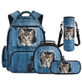thumbnail image 1 of Pzuqiu Cute Cat 4 Piece School Backpack Set 17 Inch Large Capacity Schoolbag with Lunch Box Pencil Case Water Bottle Holder Lightweight Bookbag for Girls Middle School, 1 of 7