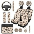 thumbnail image 1 of Pzuqiu Cute Dachshund 14 Pcs Interior Covers Front Saddle Blanket Rear Split Bench Cover Steering Wheel Center Console Cushion Pad Shoulder Strap Pads Seat Headrest Coasters Keychain, 1 of 7