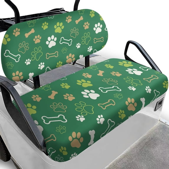 Pzuqiu Cute Dog Paw & Bone Golf Cart Seat Cover Set - Breathable Stretchable Protector - Universal Fit for 2-Seater Ezgo, Club Car & Yamaha