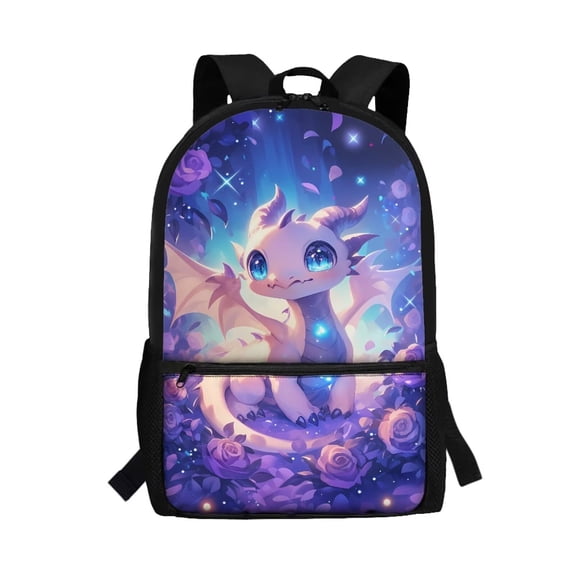 Pzuqiu Cute Dragon Kids Backpack for Elementary School Students Ages 6-12 for Boys Girls Large Capacity Schoolbag Adjustable Straps Lightweight Breathable Back to School Supplies
