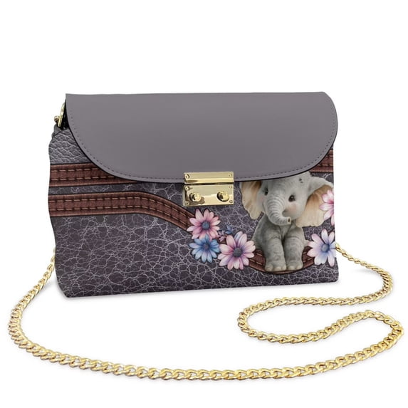 Pzuqiu Cute Elephant Leather Crossbody Bags for Women Trendy Soft Leather Quilted Shoulder Bag with Chain Strap Exquisite Practical Quilted Mini Crossbody Purse for Women