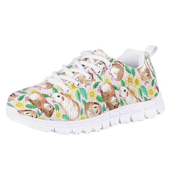 Pzuqiu Cute Hamster Sneakers for Little Girls Size 11 Breathable Walking Shoes Comfortable Athletic Running Shoes Flat Sports Shoes