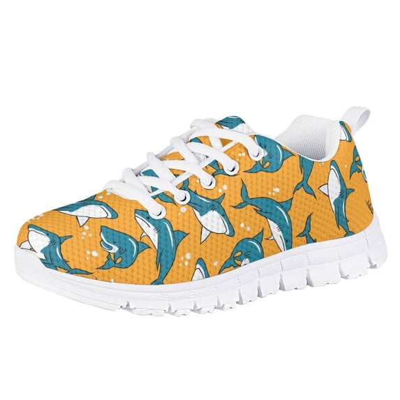 Pzuqiu Cute Shark Kids Tennis Shoes Girls Size 5 Lightweight Casual Walking Shoes Comfortable Running Sneakers Outdoor Lace Up Sports Shoes