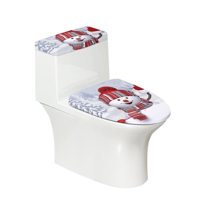 Pzuqiu Cute Snowman Toilet Dust Cover Anti Splash Water Resistant