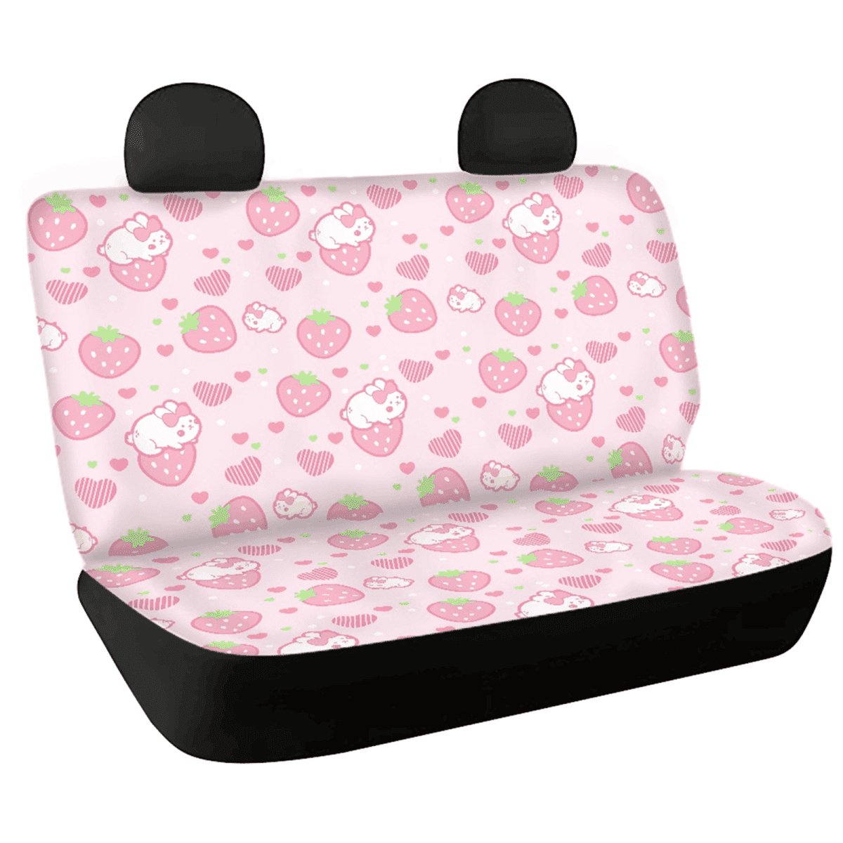 Pzuqiu Cute Strawberry Rabbit Car Seat Covers Bench Seat Covers Only