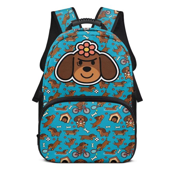 Pzuqiu Dachshund Dog Backpack for Kids Ages 6-18 17 Inch Adjustable Padded Straps Large Capacity School Bag for Elementary Middle Teen Students Back to School Travel Use