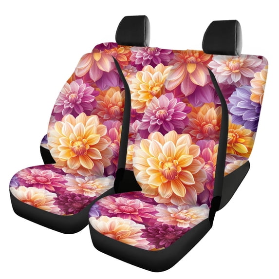 Pzuqiu Dahlia Pattern Seat Protection Cover Durable, Suitable for Auto Seats SUV Seats Vehicle Seats, Front and Rear Seat Cover Set for Most Sedans Cars