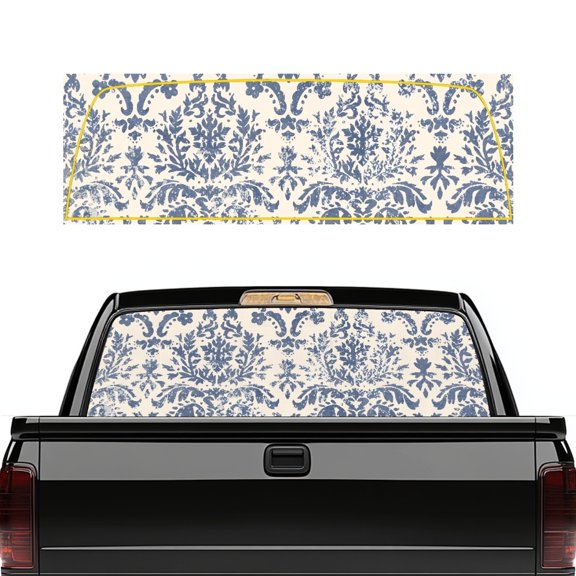 Pzuqiu Damask Print Pickup Car Window Stickers for Most Pickup Trucks, Waterproof Full Windows Coverage Vinyl Truck Rear Window Decal