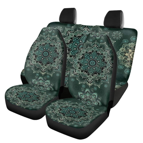 Pzuqiu Datura Floral Front and Rear Seat Cover Set 3 Pieces, Car Seat Covers Polyester Lightweight Full Set for Sedans Trucks Cars