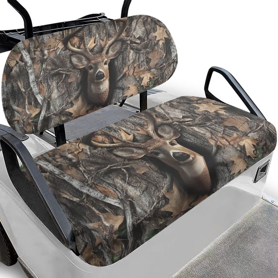 Pzuqiu Deer Forest Scene Golf Cart Seat Covers Breathable, Fit for Vehicle Golf Car Seat Suitable for Ezgo Most 2-Seater Carts