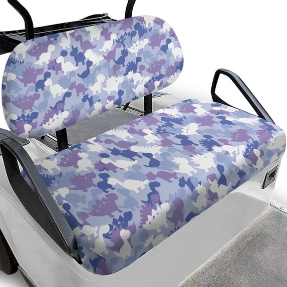Pzuqiu Dinosaur Silhouette Camo Golf Cart Seat Cover Set - 2-Piece Stretchable Washable Protector | Fits EZGO, Club Car & Yamaha | Fun Golf Cart Accessory