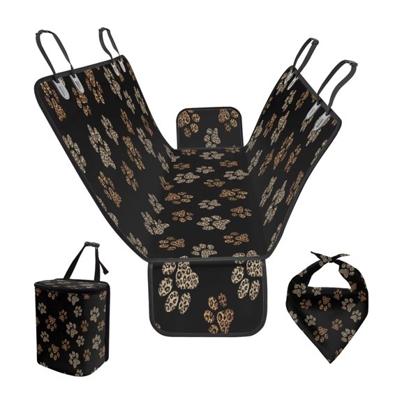 Pzuqiu Dog Paw Leopard Pets Dog Car Seat Cover for Back Seat Waterproof Scratchproof Dogs Seat Covers Protection Against Dirt, Pet Fur with Adjustable Bandanas Garbage Bag
