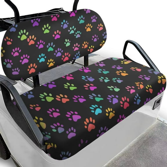 Pzuqiu Dog Paw Print Golf Cart Accessories Seat Covers Lightweight Golf Blanket Breathable Stretchable Protective Cushion Fits for EZGO Club Car and More 2 Person Seats Golf Carts